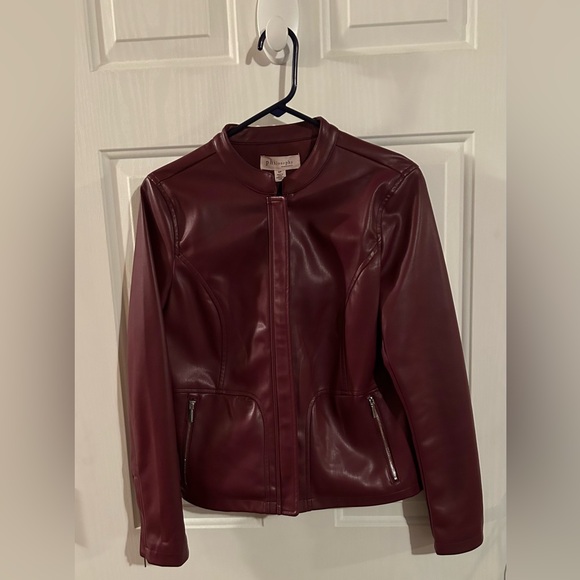 Philosophy Women's Collarless Zip-Front Leather Jacket - Picture 1 of 3